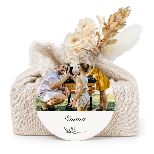 Beige cotton wrapped soaps with round label (6 pcs)