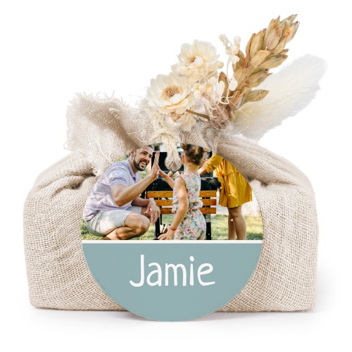 Beige cotton wrapped soaps with round label (6 pcs)