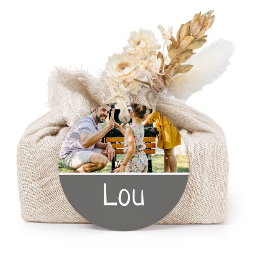 Beige cotton wrapped soaps with round label (6 pcs)