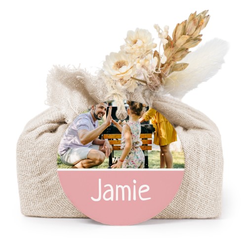 Beige cotton wrapped soaps with round label (6 pcs)