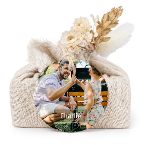 Beige cotton wrapped soaps with round label (6 pcs)