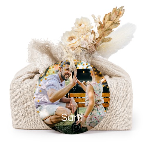 Zeepjes in beige tetra doekje met rond label (set van 6) Zeepjes in beige tetra doekje met rond label (set van 6)