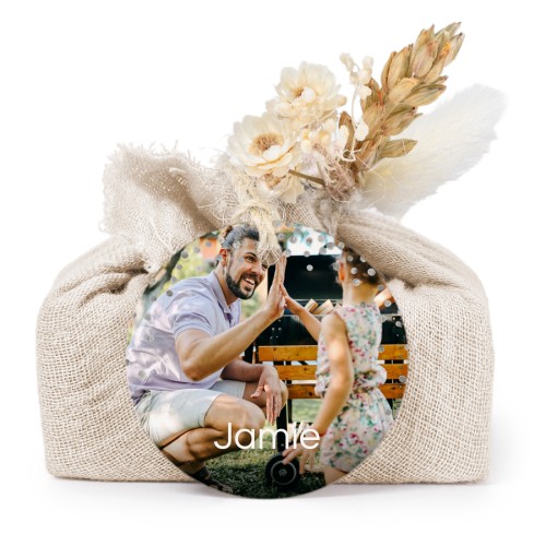 Beige cotton wrapped soaps with round label (6 pcs)