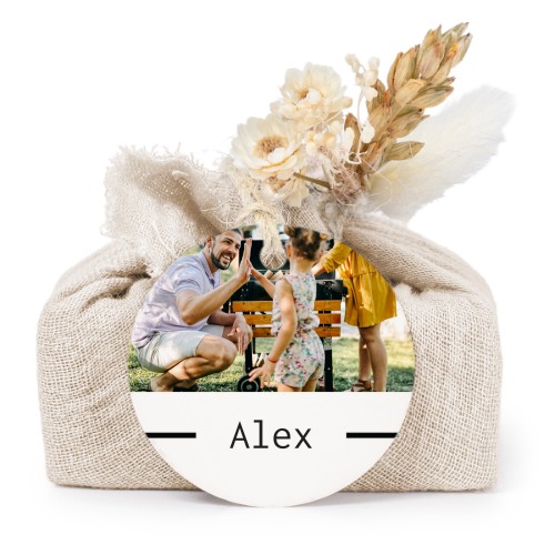 Lot de 6 savons avec emballage en coton beige et étiquettes rondes