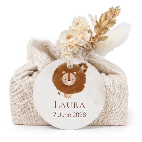 Beige cotton wrapped soaps with round label (6 pcs)