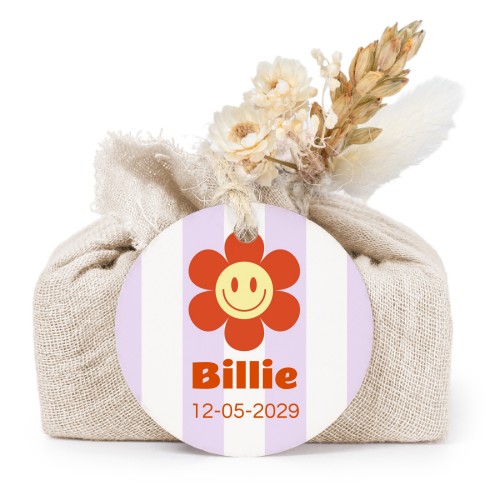 Zeepjes in beige tetra doekje met rond label (set van 6)