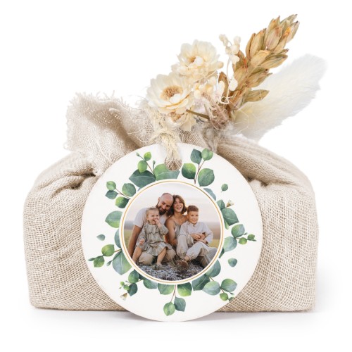 Beige cotton wrapped soaps with round label (6 pcs)