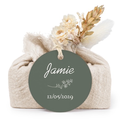 Beige cotton wrapped soaps with round label (6 pcs)