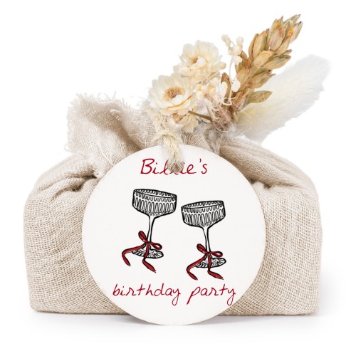 Beige cotton wrapped soaps with round label (6 pcs)