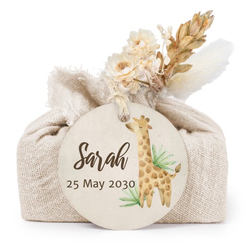Beige cotton wrapped soaps with round label (6 pcs)