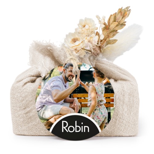 Beige cotton wrapped soaps with round label (6 pcs)