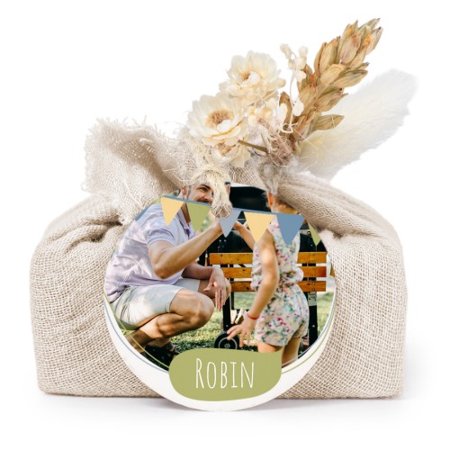 Beige cotton wrapped soaps with round label (6 pcs)