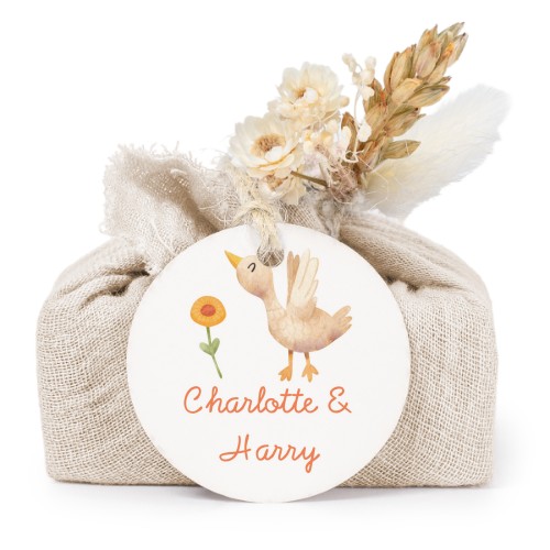 Beige cotton wrapped soaps with round label (6 pcs)