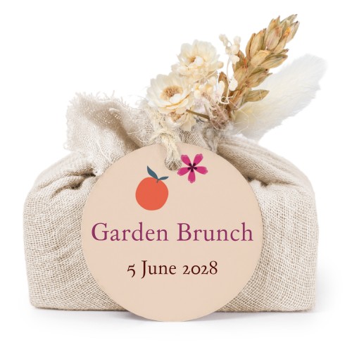 Beige cotton wrapped soaps with round label (6 pcs)