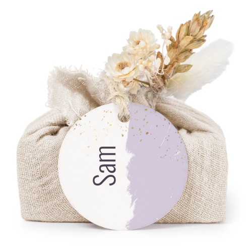 Beige cotton wrapped soaps with round label (6 pcs)