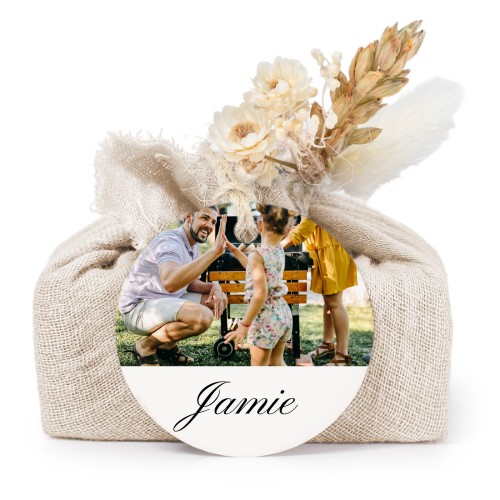 Beige cotton wrapped soaps with round label (6 pcs)