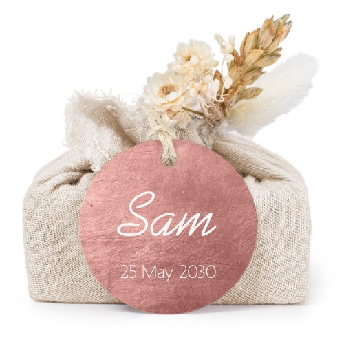 Lot de 6 savons avec emballage en coton beige et étiquettes rondes