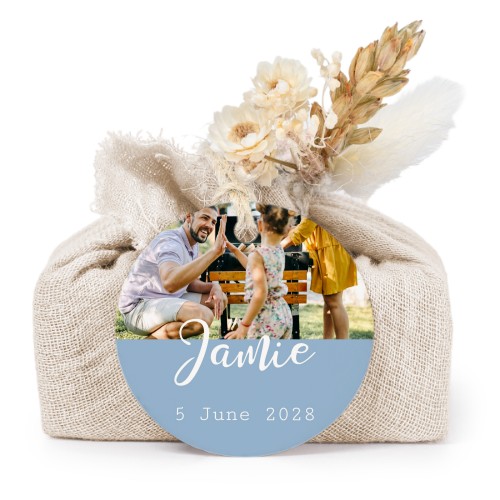 Beige cotton wrapped soaps with round label (6 pcs)