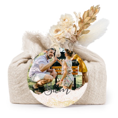 Beige cotton wrapped soaps with round label (6 pcs)