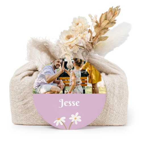 Beige cotton wrapped soaps with round label (6 pcs)