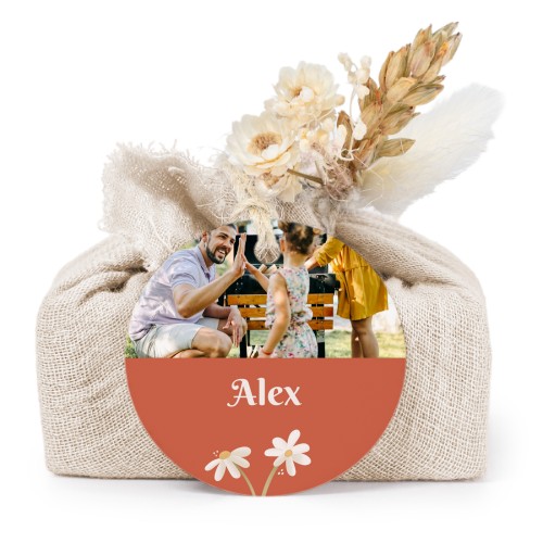 Beige cotton wrapped soaps with round label (6 pcs)