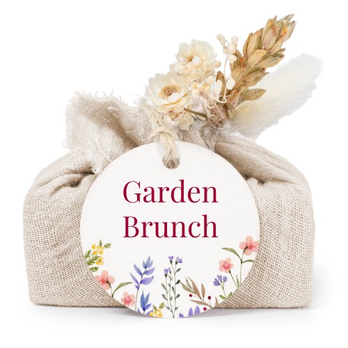 Beige cotton wrapped soaps with round label (6 pcs)