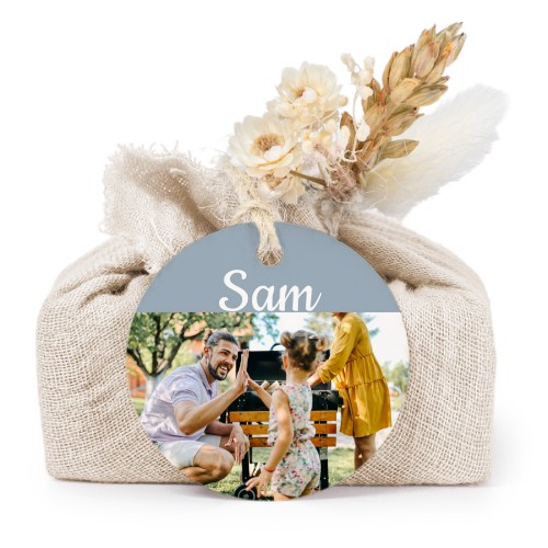 Beige cotton wrapped soaps with round label (6 pcs)