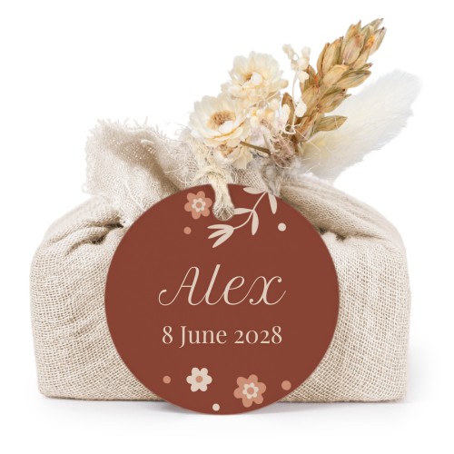 Sæber i beige stofindpakninger med rundt mærke (sæt á 6)