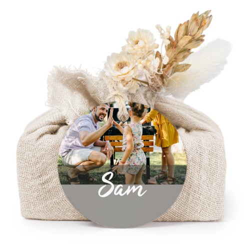 Beige cotton wrapped soaps with round label (6 pcs)