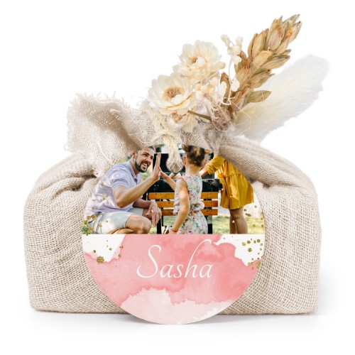 Lot de 6 savons avec emballage en coton beige et étiquettes rondes