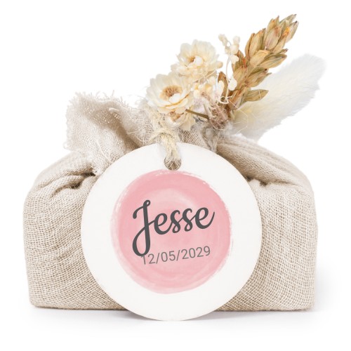 Beige cotton wrapped soaps with round label (6 pcs)
