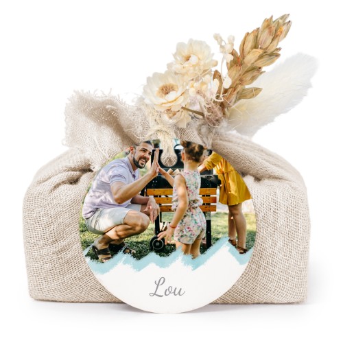 Beige cotton wrapped soaps with round label (6 pcs)