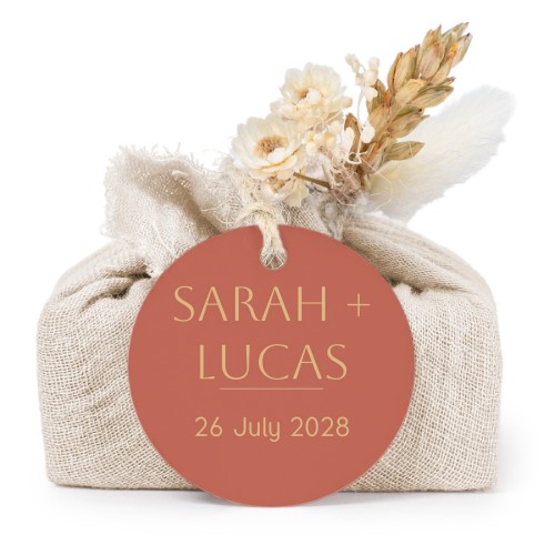 Lot de 6 savons avec emballage en coton beige et étiquettes rondes