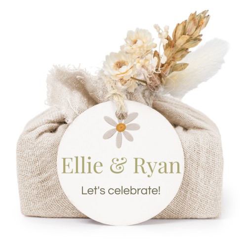 Beige cotton wrapped soaps with round label (6 pcs)