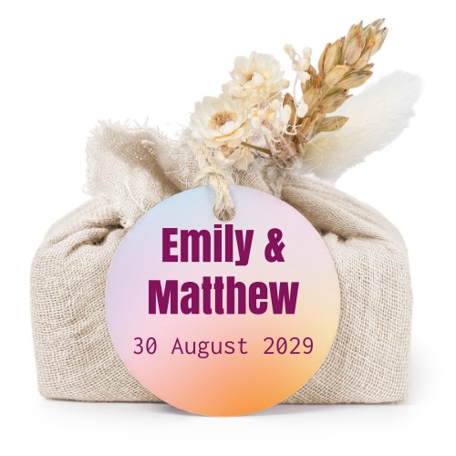 Beige cotton wrapped soaps with round label (6 pcs)