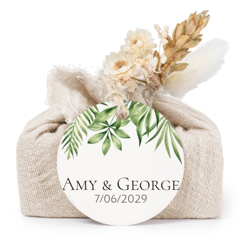 Beige cotton wrapped soaps with round label (6 pcs)