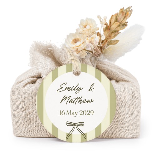 Beige cotton wrapped soaps with round label (6 pcs)