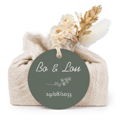 Beige cotton wrapped soaps with round label (6 pcs)