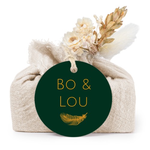 Lot de 6 savons avec emballage en coton beige et étiquettes rondes