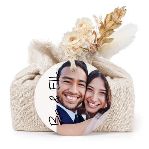 Beige cotton wrapped soaps with round label (6 pcs)