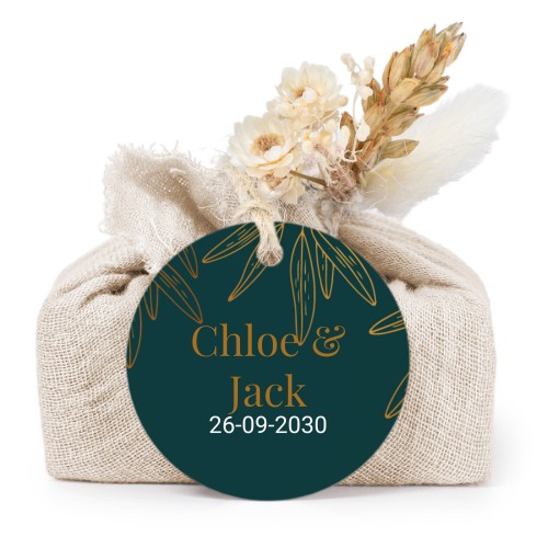 Beige cotton wrapped soaps with round label (6 pcs)