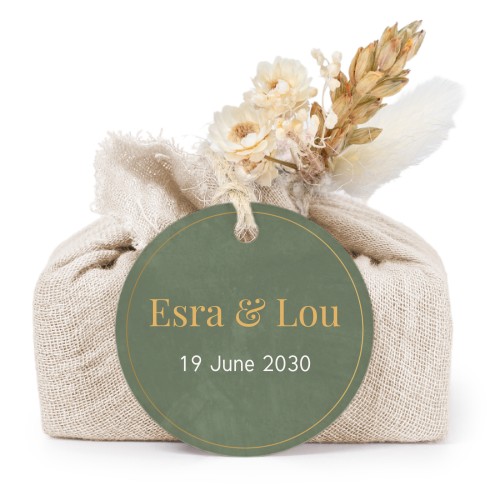 Beige cotton wrapped soaps with round label (6 pcs)