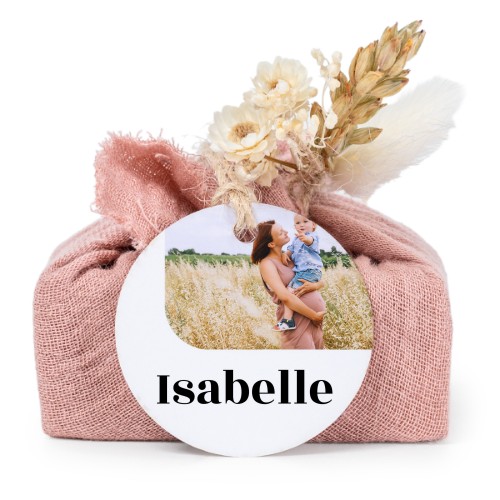 Pink cotton wrapped soaps with round label (6 pcs)