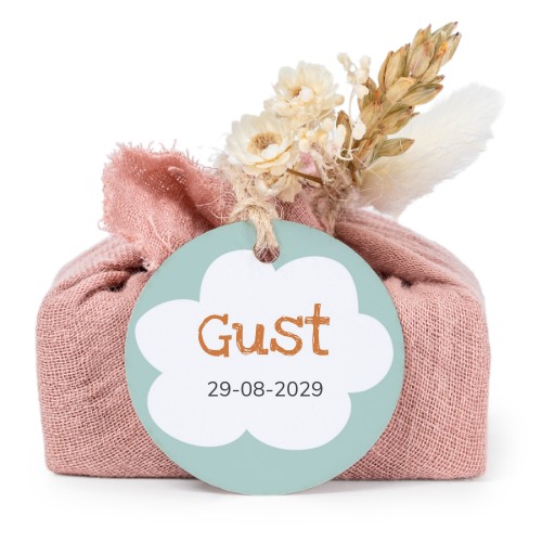 Tvålar i rosa tygförpackningar med rund etikett (6 st)