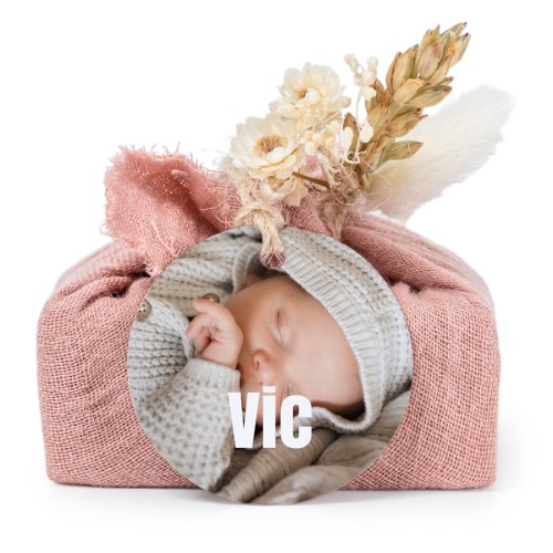 Pink cotton wrapped soaps with round label (6 pcs)