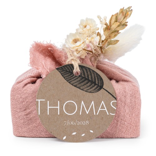 Pink cotton wrapped soaps with round label (6 pcs)