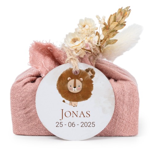 Pink cotton wrapped soaps with round label (6 pcs)