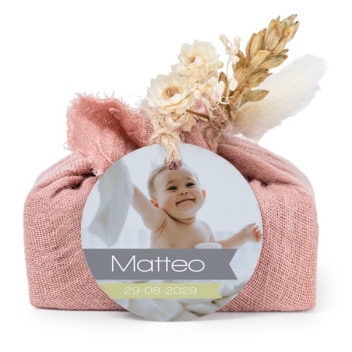 Pink cotton wrapped soaps with round label (6 pcs)