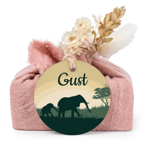 Pink cotton wrapped soaps with round label (6 pcs)