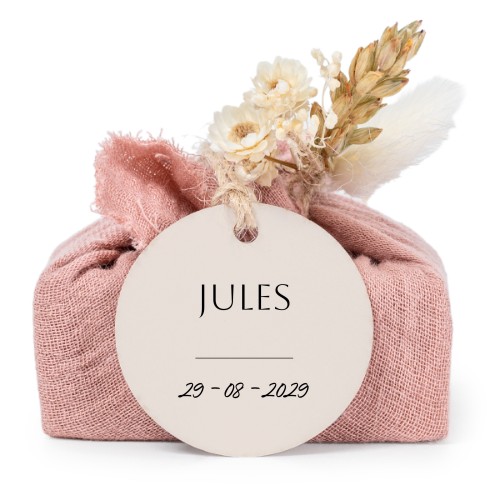 Zeepjes in roos tetra doekje met rond label (set van 6) Zeepjes in roos tetra doekje met rond label (set van 6)